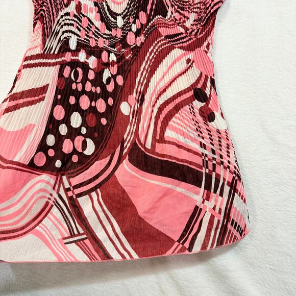 Jaipur XL Pink Pleated Top Abstract Print Y2K Fest Psychedelic Whimsy Rave Bratz - Picture 3 of 8